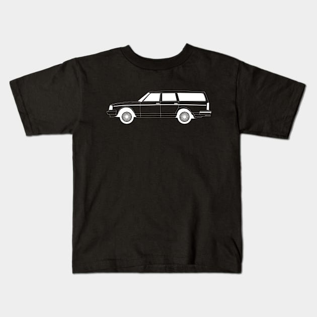 Volvo 245 DL White Outline Kids T-Shirt by kindacoolbutnotreally